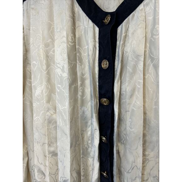 VTG Adele Simpson Cream Button Front Long Sleeve Silk Dress Women's size Medium - Picture 3 of 5